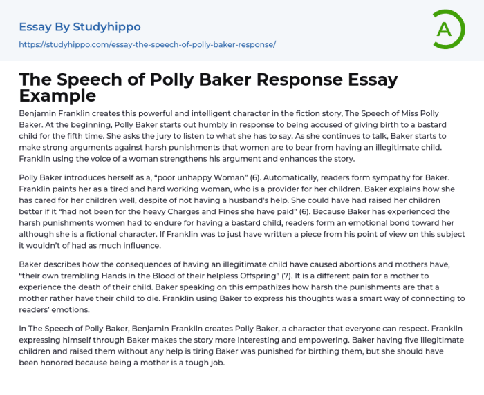 Franklin speech baker polly ben miss assignment text read preview