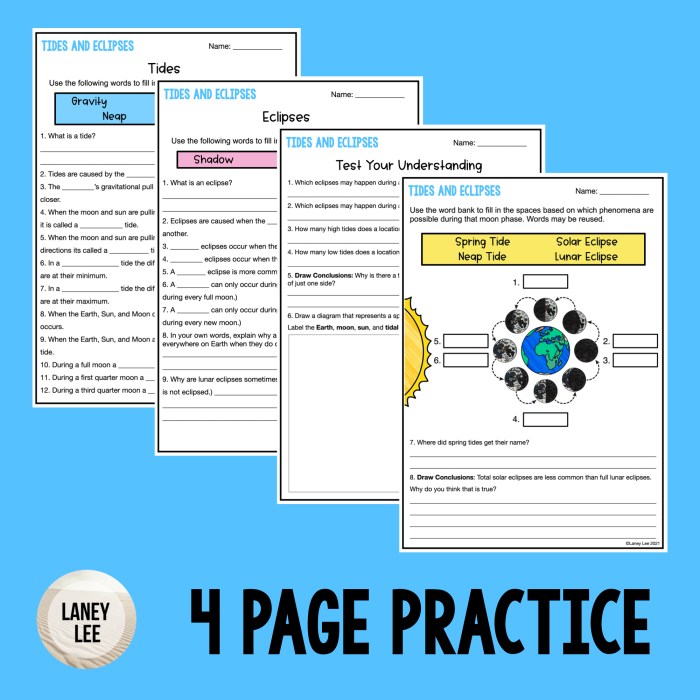 Phases eclipses and tides worksheet