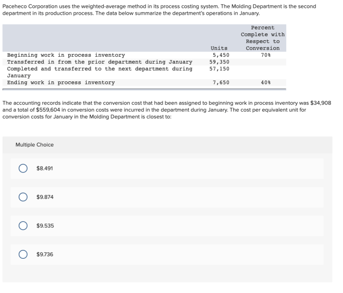 Paceheco corporation uses the weighted-average